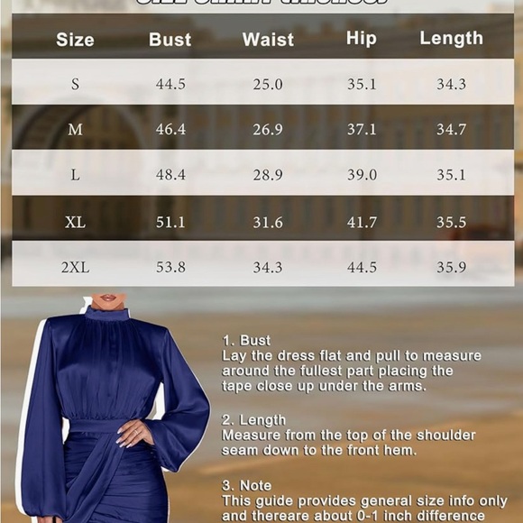 MARZXIN Women Puff Long Sleeve Ruched Bodycon Dress Satin - Picture 8 of 8